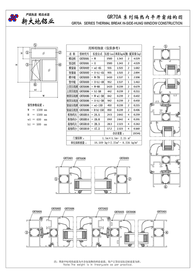 GR70A series of insulation flat window