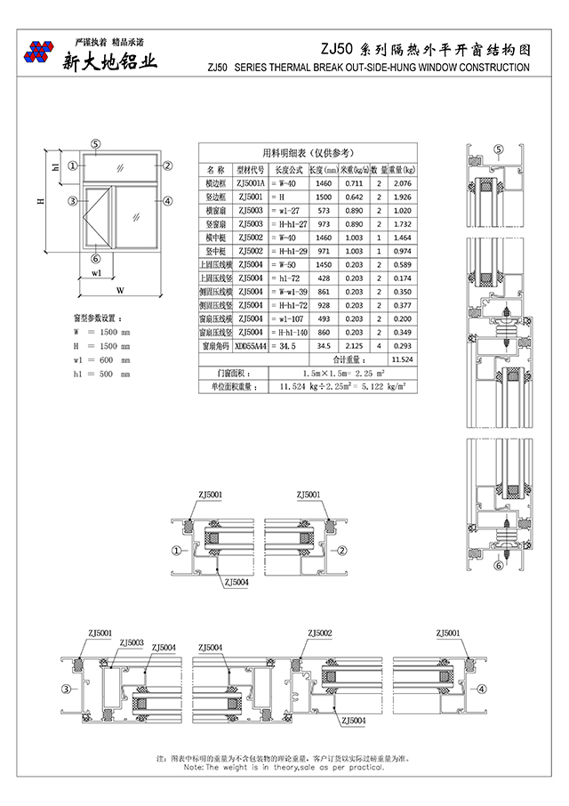 ZJ50 series of insulation flat window